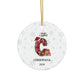 Personalized Initial Candy Cane ''C'' Ceramic Ornament- 4 Shapes