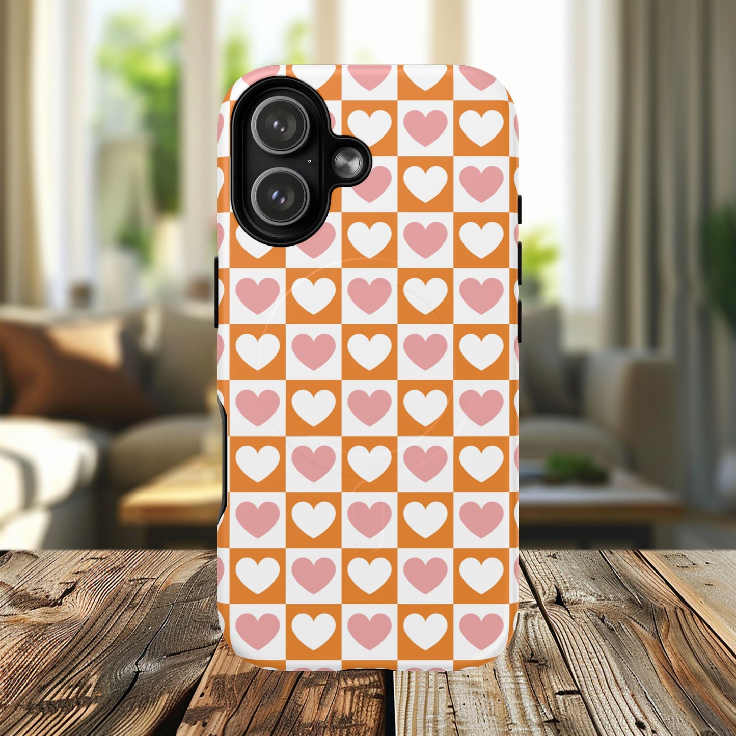 Heart Pattern Magnetic iPhone Case, Valentine Gift, Cute iPhone Accessory, Durable Case for Lovers, Custom iPhone Skin, Sweetheart Case