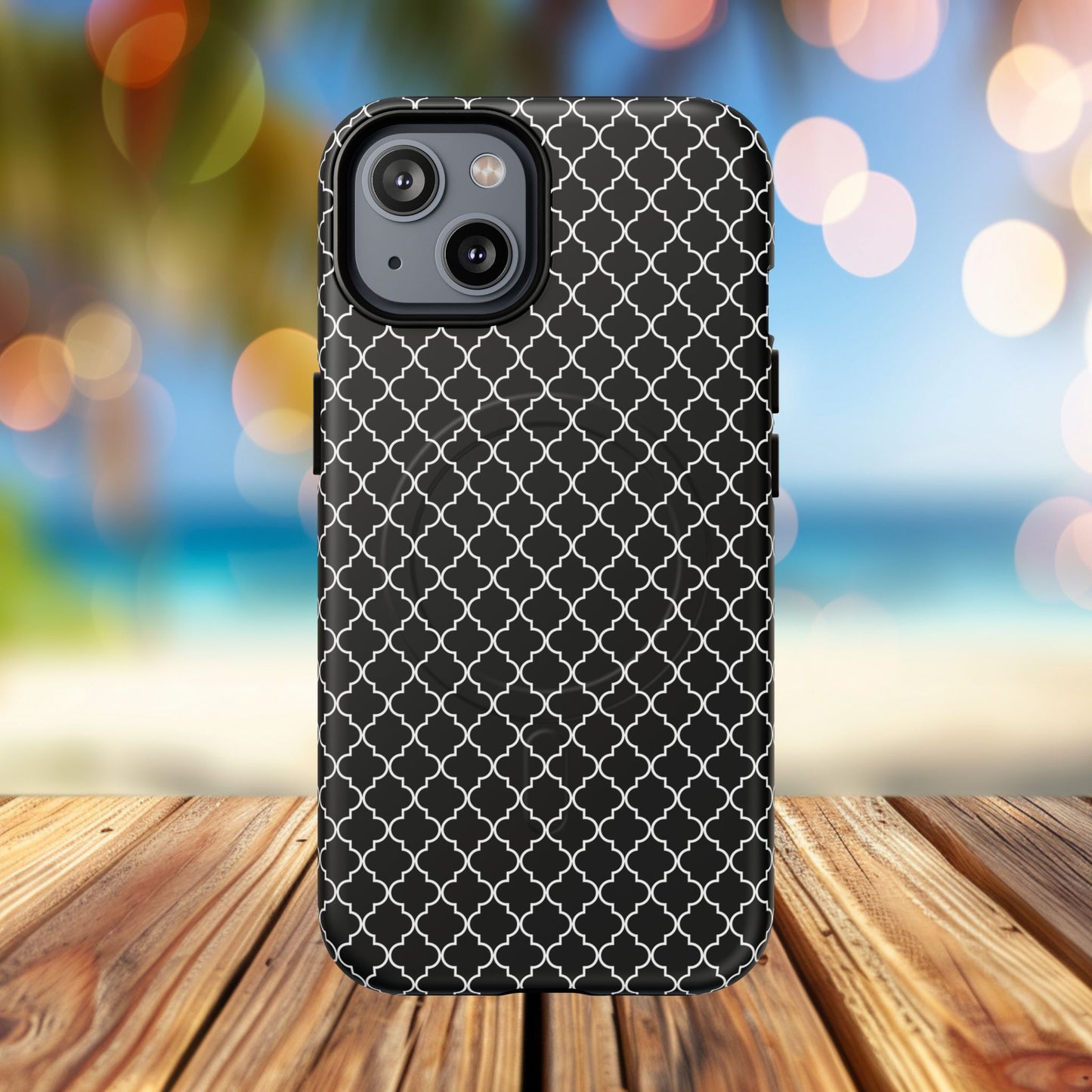Noir Mosaic Tough iPhone Magnetic Case, Geometric Patterned Case, Durable iPhone Cover, Unique Tech Accessories, Perfect Gift for Him/Her