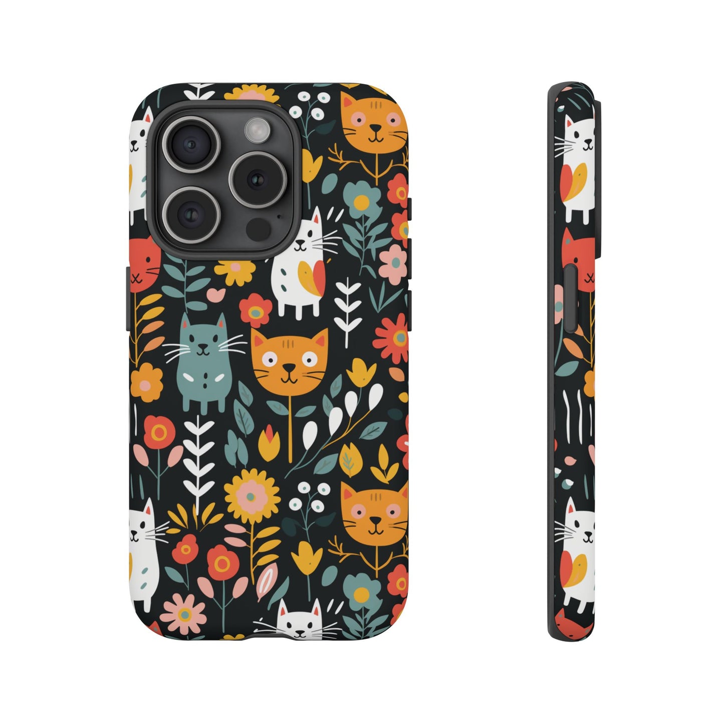 Whimsical Feline Garden iPhone, Samsung or Google Pixel Tough Cases