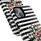 Grace in Bloom Tough Magnetic iPhone Case with Floral Cross Design, Boho iPhone Cover, Striped iPhone Case, Unique Religious Gift, Trendy Cell iPhone Accessory.