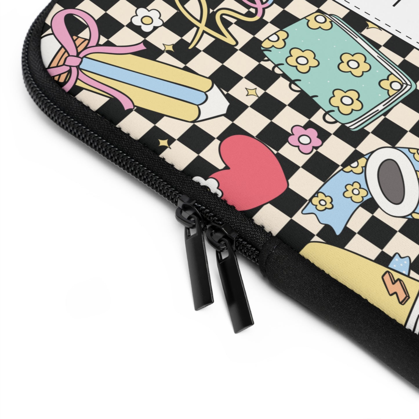 Personalized Black Doodle Daydream Laptop Sleeve with Composition Book Inspired Design, Customizable Tech Case, School Supplies, Gift for Students, College Essentials, Back to School