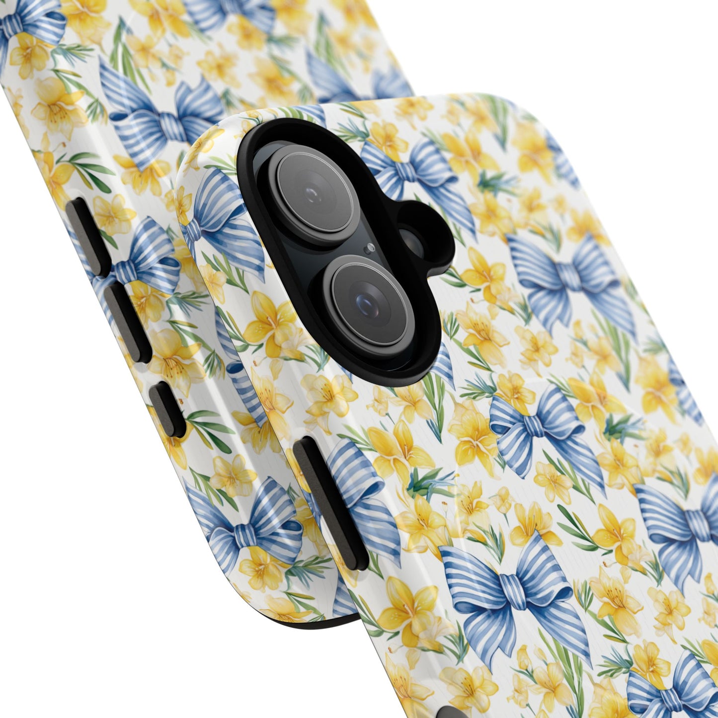 Sunshine Blue Coquette Bows Tough iPhone Magnetic Case for iPhones, Cute iPhone Cover, Spring Gift, Durable Case, Custom iPhone Protection