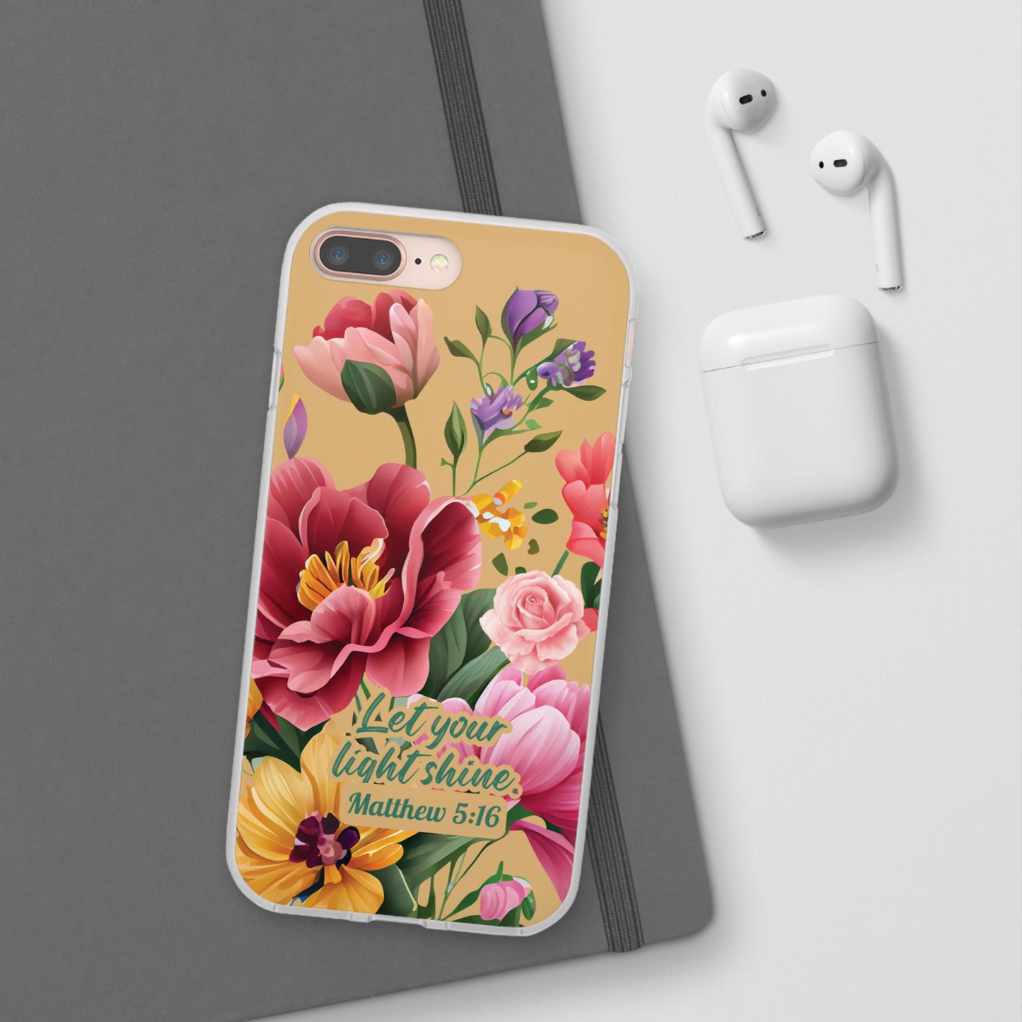 Floral Scripture Phone Case — "Let Your Light Shine" (Matthew 5:16) for iPhone and Samsung Cases.