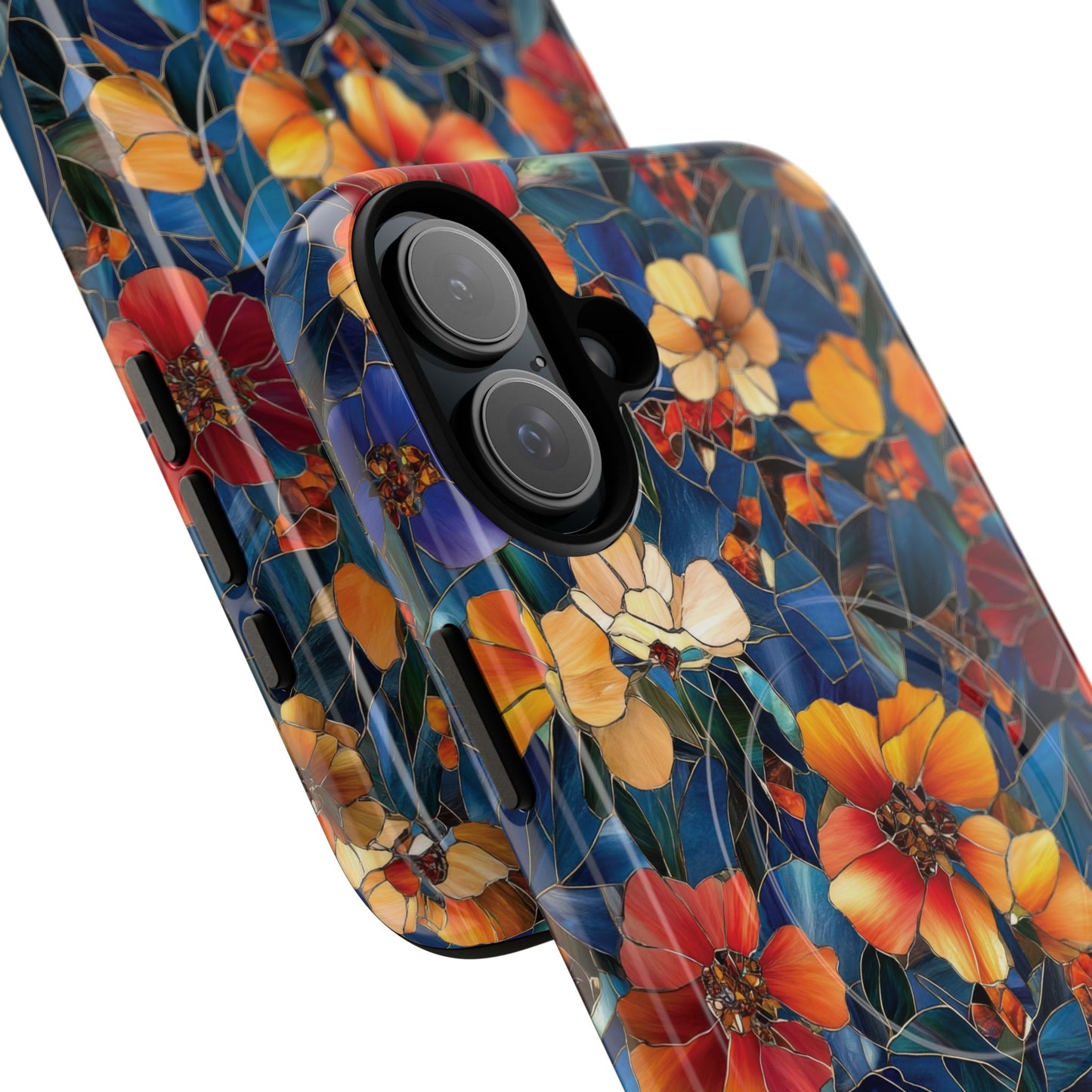 Cathedral Petals Tough Magnetic iPhone Case, Durable, Stylish, Unique Floral Design, Gifts for Her, Birthday, Everyday Use, Stained Glass iPhone Case.