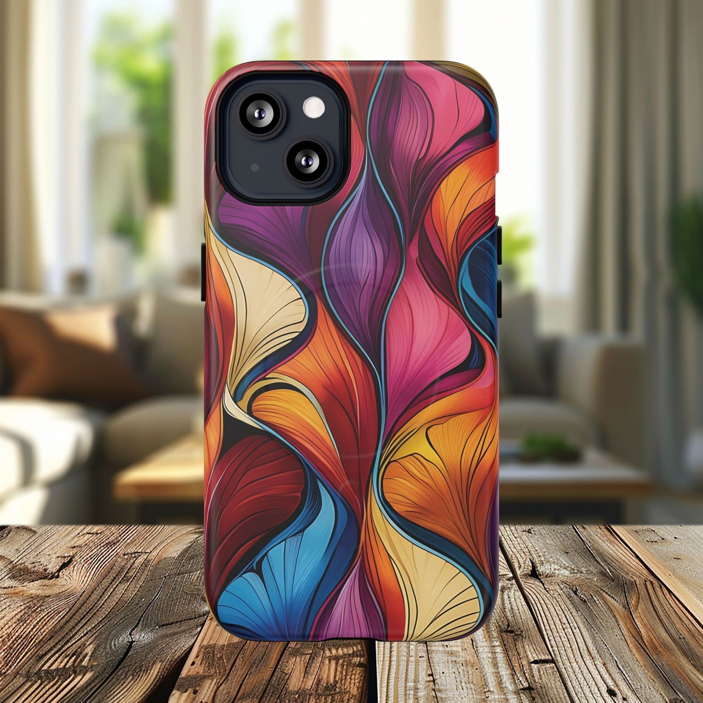 Vibrant Leaf Wave Tough Magnetic Phone Case, Vibrant Smartphone Cover, Unique Protective Case for Gifts, Phone Accessories, Trendy Design