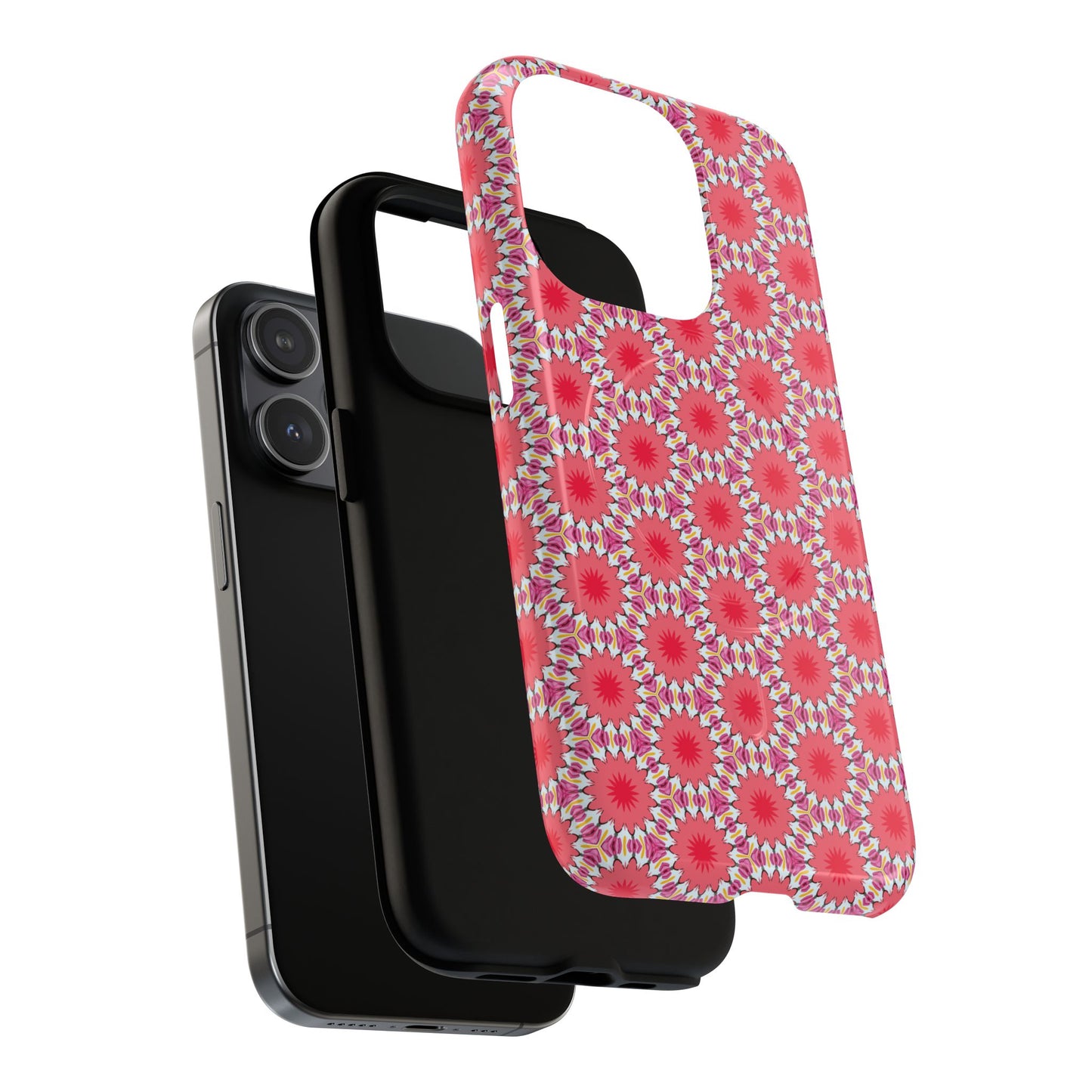 Roseburst Mosaic Vibrant Flower Pattern iPhone Case, Stylish iPhone Cover, Tough Magnetic Case, Floral Gift, Trendy Accessory for Her