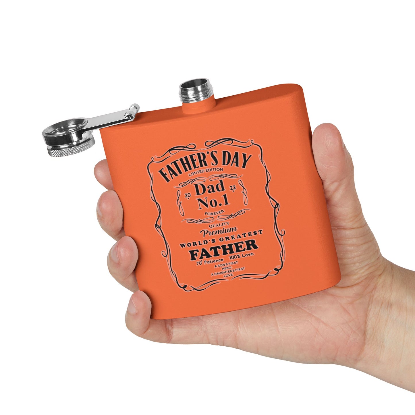 Father's Day Stainless Steel Flask - World's Greatest Dad Gift, Personalized Hip Flask, Groomsmen Gift, Engraved Drinkware