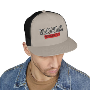 'ELOHIM, GENESIS 1:1'  Embroidered 5 Panel Trucker Cap | Casual Style Hat, Adjustable, Unisex, Perfect Gift for Outdoors, Festivals, Daily Wear
