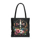 Faith and Floral Cross Heart Tote Bag