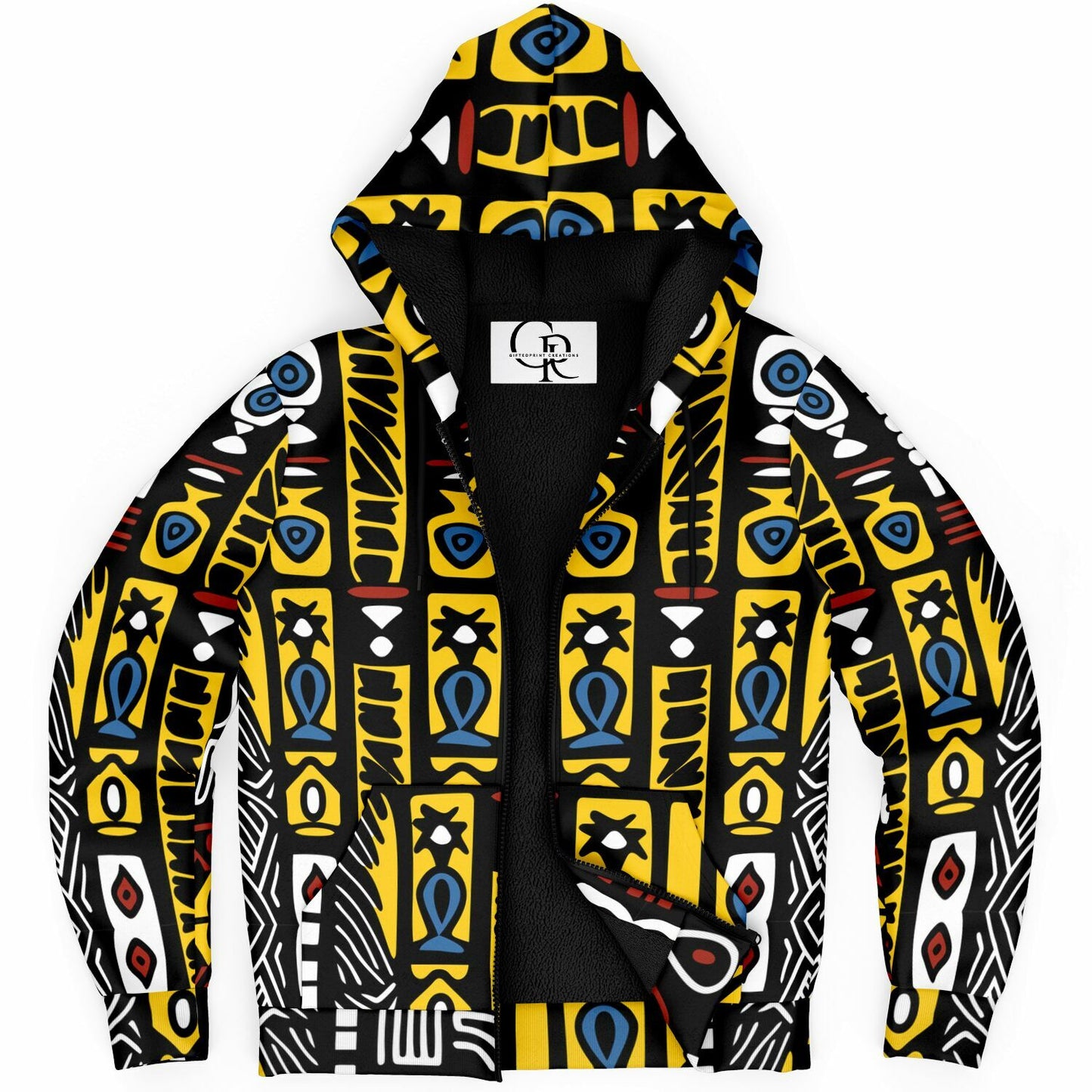 Geometric Harmony Microfleece Ziphoodie - AOP