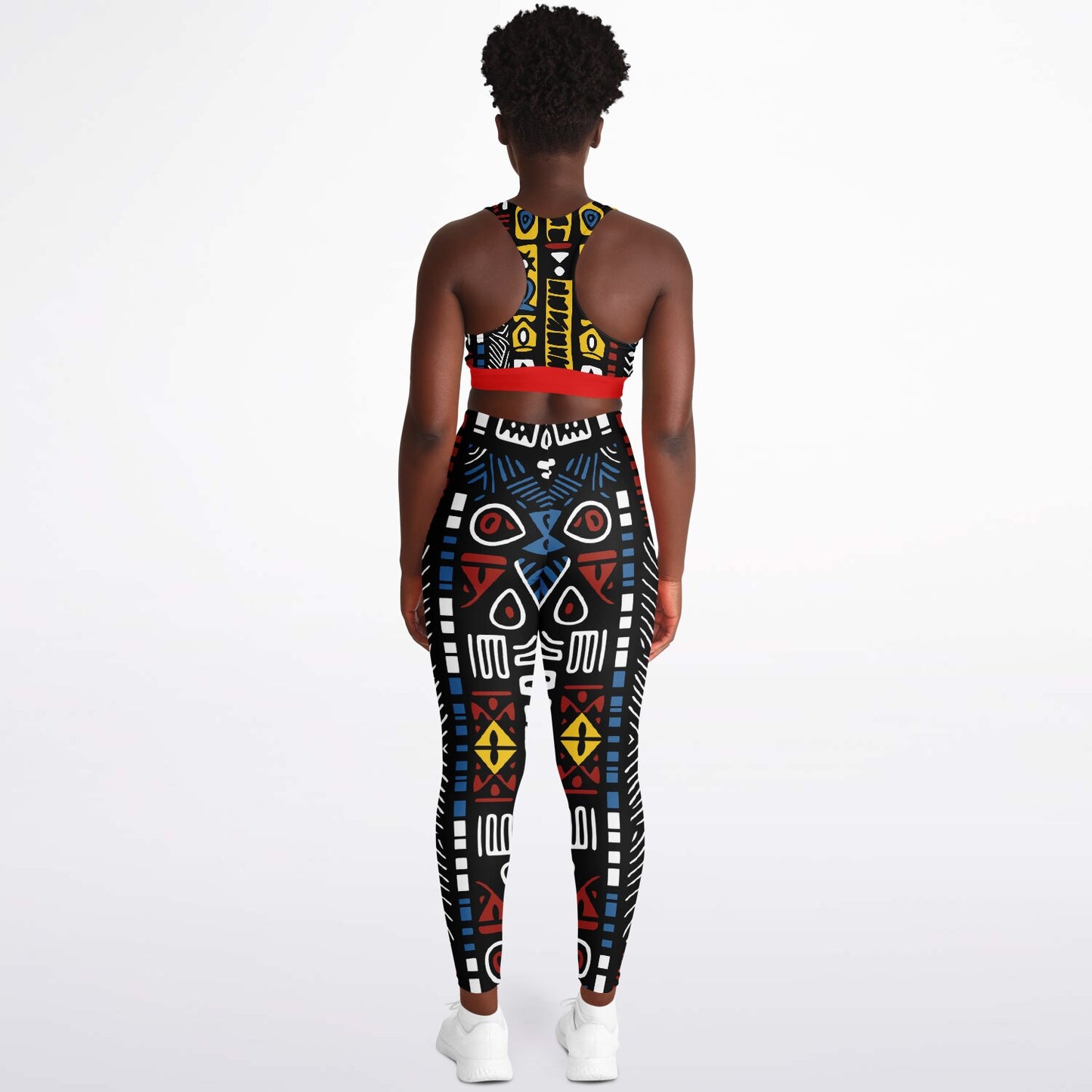 Geometric Harmony Padded Sports Bra & Leggings - AOP