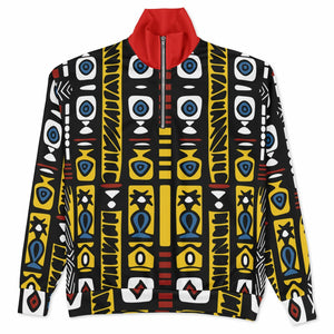 Geometric Harmony Heavyweight Oversized Quarter Zip Sweatshirt - AOP