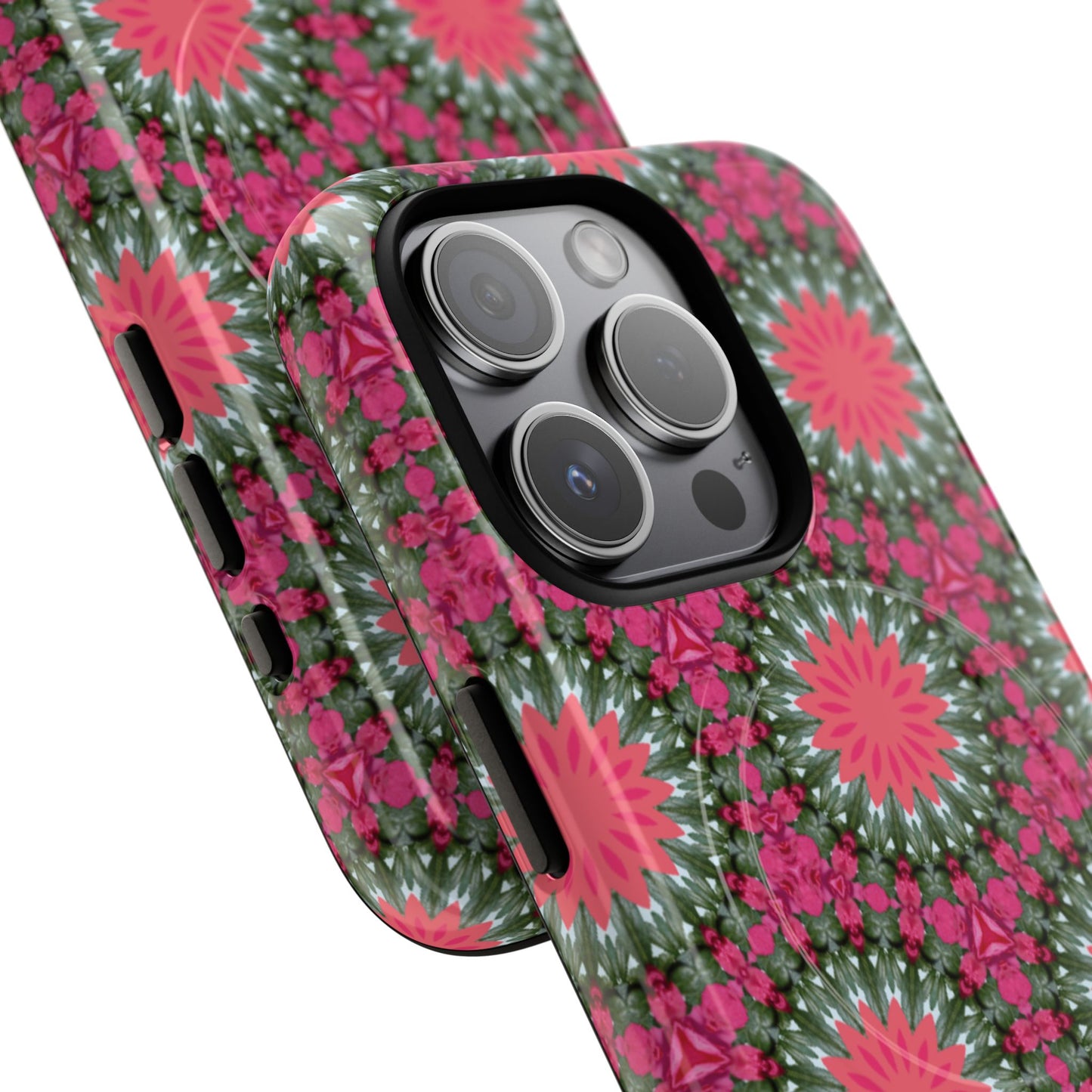 Floral KaleidoBloom iPhone Case, Tough Magnetic Cases, Floral iPhone Cover, Stylish Tech Accessory, Durable Design, Vibrant Gift Idea
