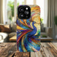 Mosaic Peacock Feathers Magnetic Phone Case, Tough Phone Shell, Vibrant Art Case, Gift for Her, Unique Phone Accessory, Wildlife Lover's Gift, Stained Glass Case.