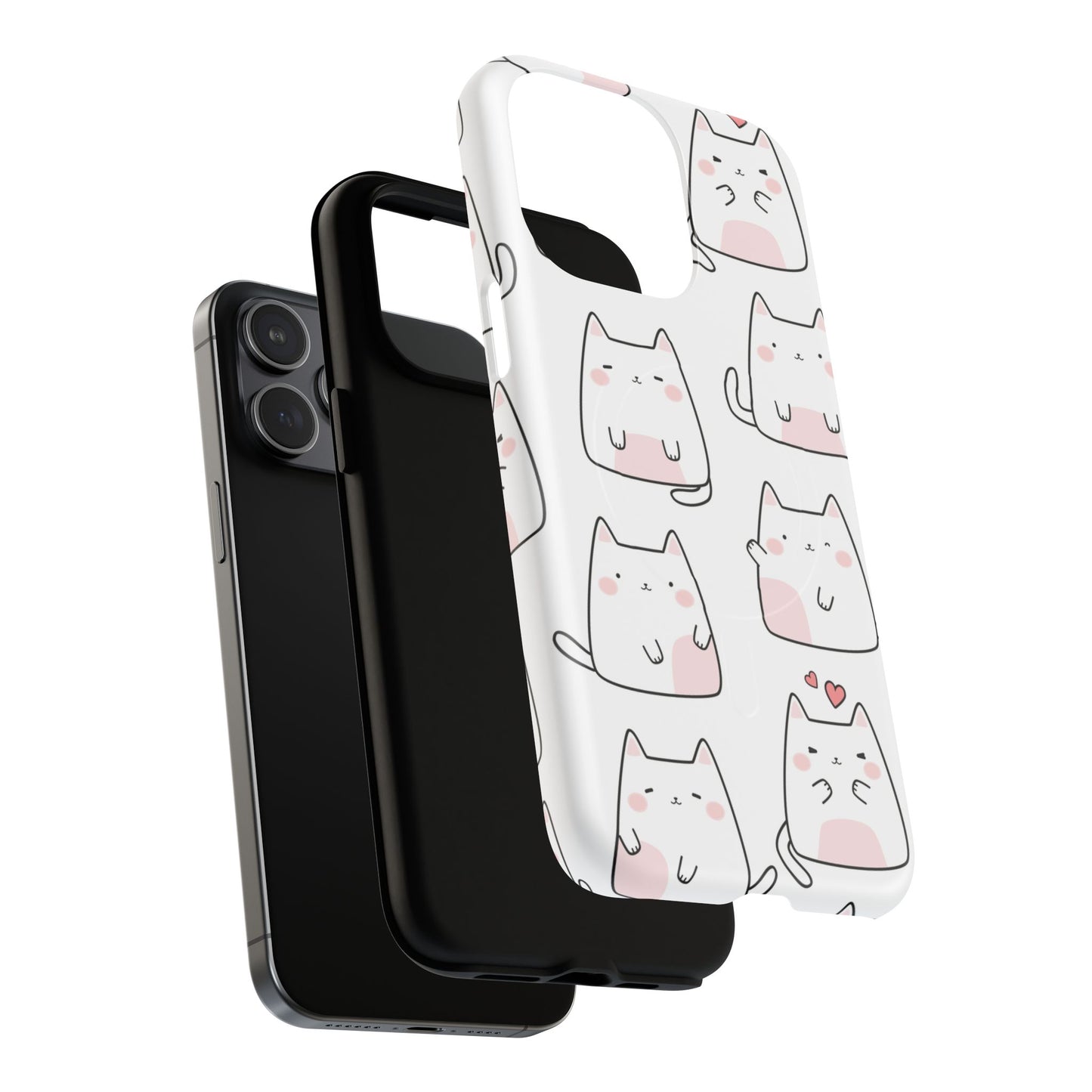 Cute Kawaii Cat Tough Magnetic iPhone Case, Cute Cat Lover Gift, Kawaii iPhone Cover, Tough iPhone Case, Unique Pet Themed Accessory,