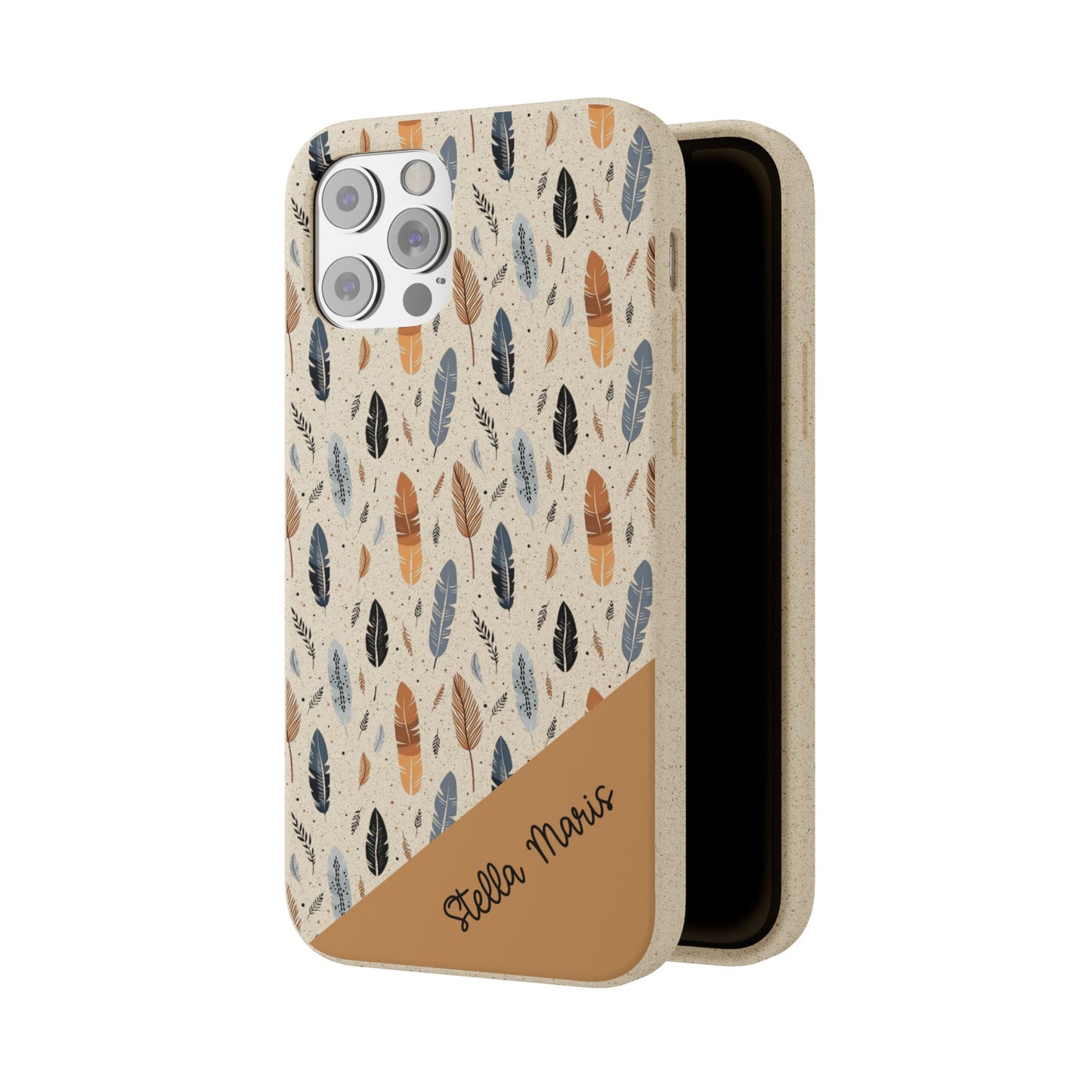 Personalized Whispering Feathers Samsung and iPhone Biodegradable Case, Custom Name Case.