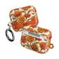 Stained Glass Effect Floral Orange Marigold AirPod Case — Personalized Name Option