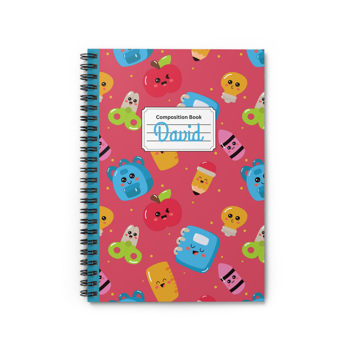 Personalized Kawaii Composition Book Inspired Playful Spiral Notebook - Perfect for School, Journaling, Kids, Teachers, Back to School Gifts