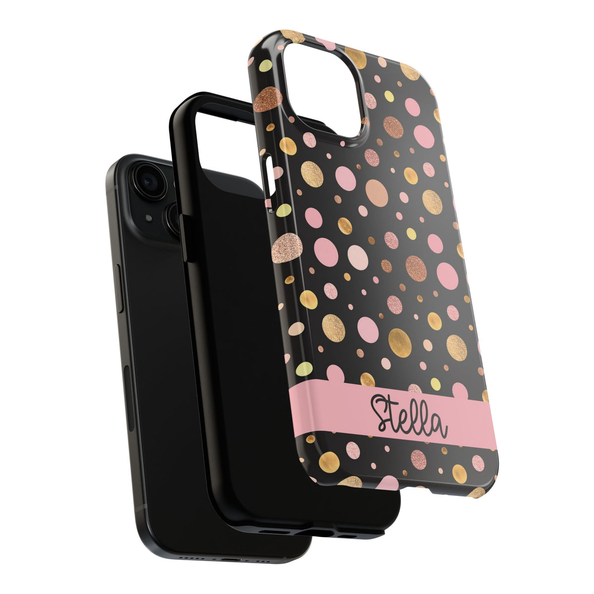 Personalized Gold & Pink Confetti Tough Phone Case — Glitter Dot Protective Phone Cover