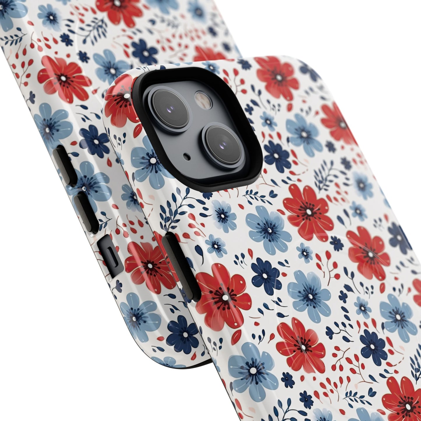 Patriotic Floral Dreams Tough Magnetic iPhone Cases, Durable, Stylish, Gift for Her, Protective Phone Cover, Spring Floral Design
