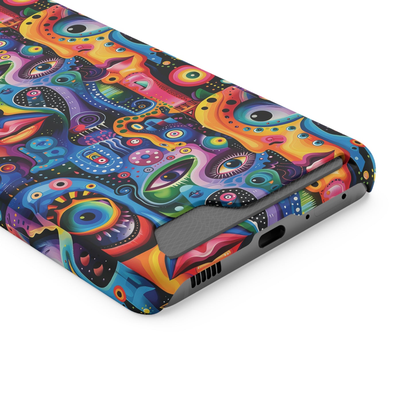 Psychedelic Visions Phone Case with Card Holder - Colorful and Stylish Design for Creatives