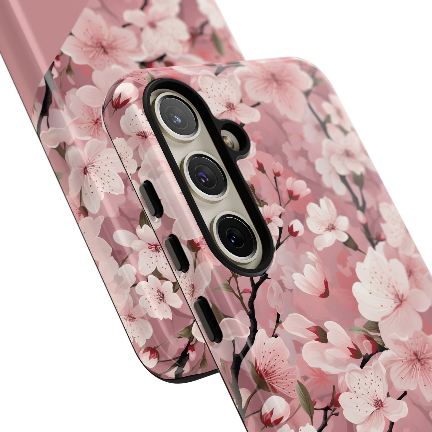 Personalized Cherry Blossom Tough Phone Case — Pink Floral Protective Case for Samsung & Google