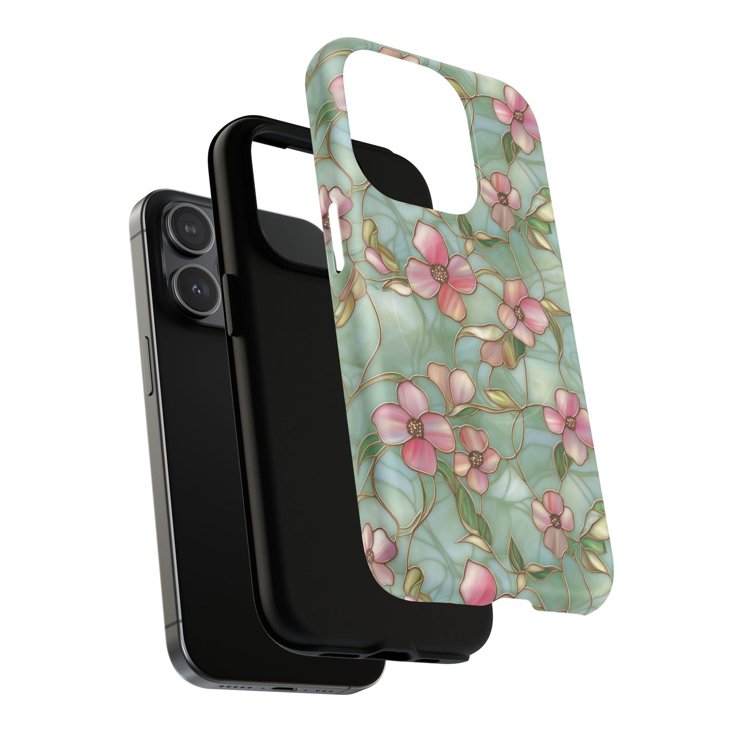 Aqua Bloom Serenity Tough iPhone Magnetic Cases, Cute Flower Design, Stylish Protection, Gift for Her, Trendy Accessories, iPhone MagSafe Accessory.