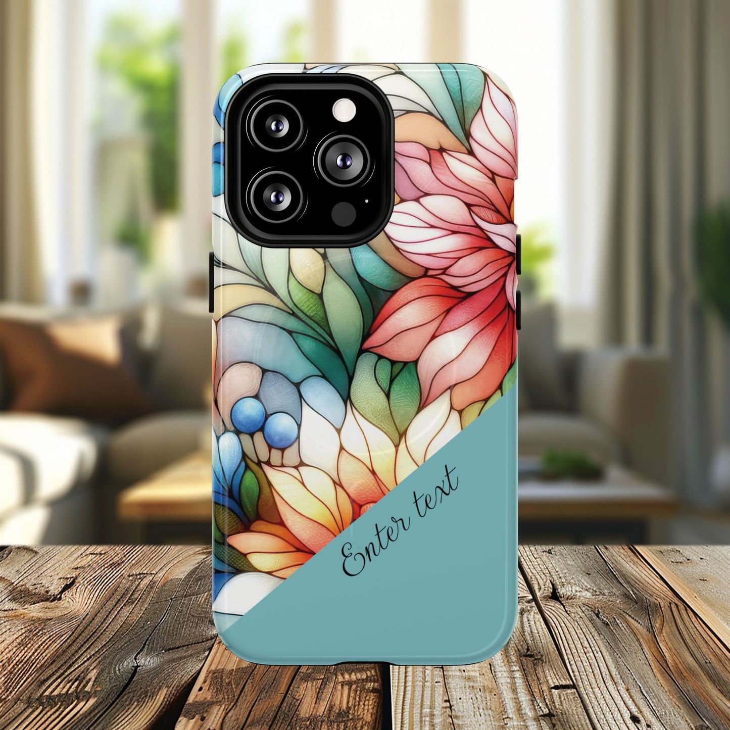 Personalized Radiant Gardenlight Stained Glass Tough MagSafe Magnetic Case, Vibrant Flower Cover, Durable Protective Case, Unique Gift for Her, Spring Elegance, iPhone® 13, 14, 15, 16, 17, Pro, Pro Max, Plus Cases.