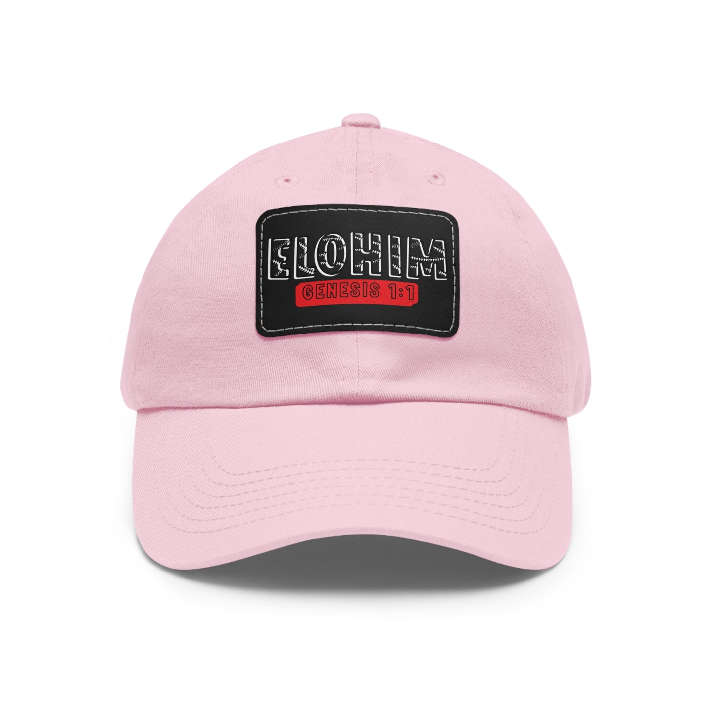 'ELOHIM, GENESIS 1:1- Stylish Dad Hat with Leather Patch | Great for Gifts for All, Casual Wear, Outdoor Activities, and Religious Events