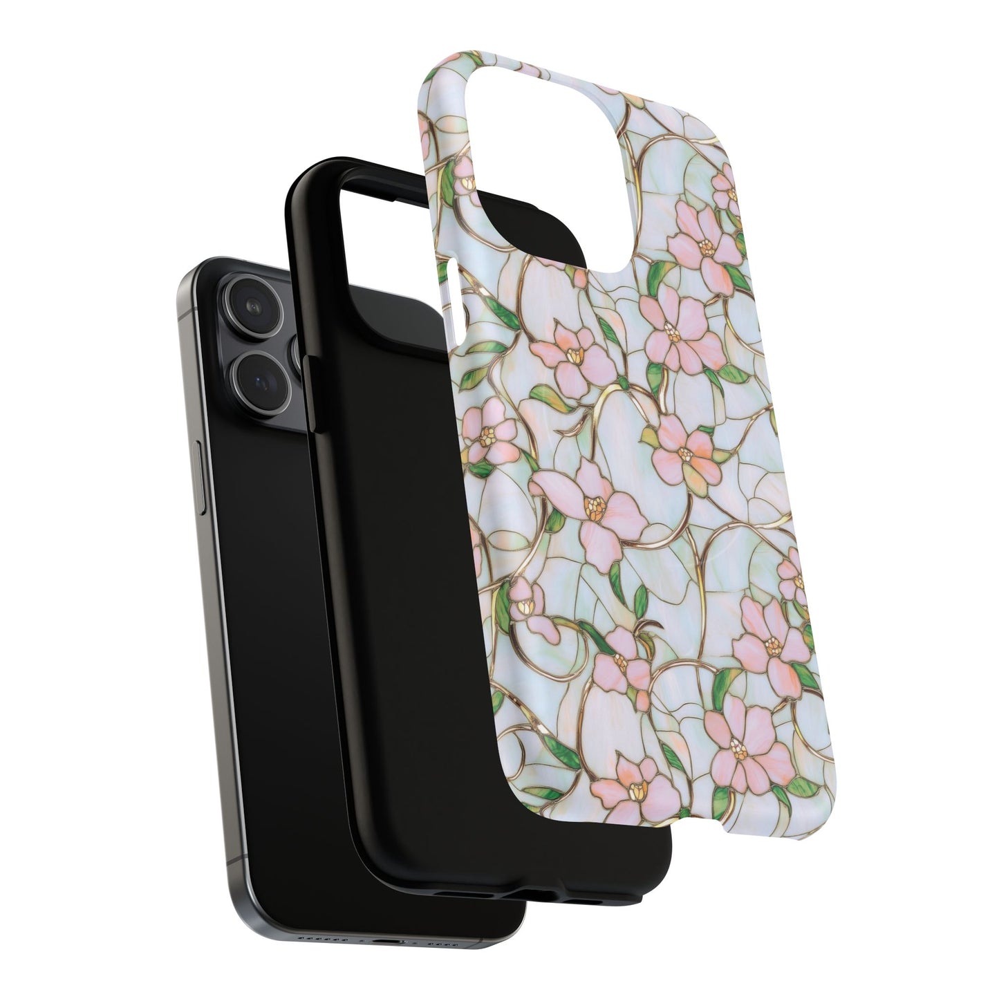 Blossom Veins Tough iPhone Magnetic Cases, Elegant Floral Designs, iPhone Floral Stained Glass Stylish Accessory, Protective Mobile Cover, Unique Gift Idea