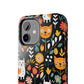 Personalized Whimsical Feline Garden Tough Phone Case — Custom Name iPhone & Samsung