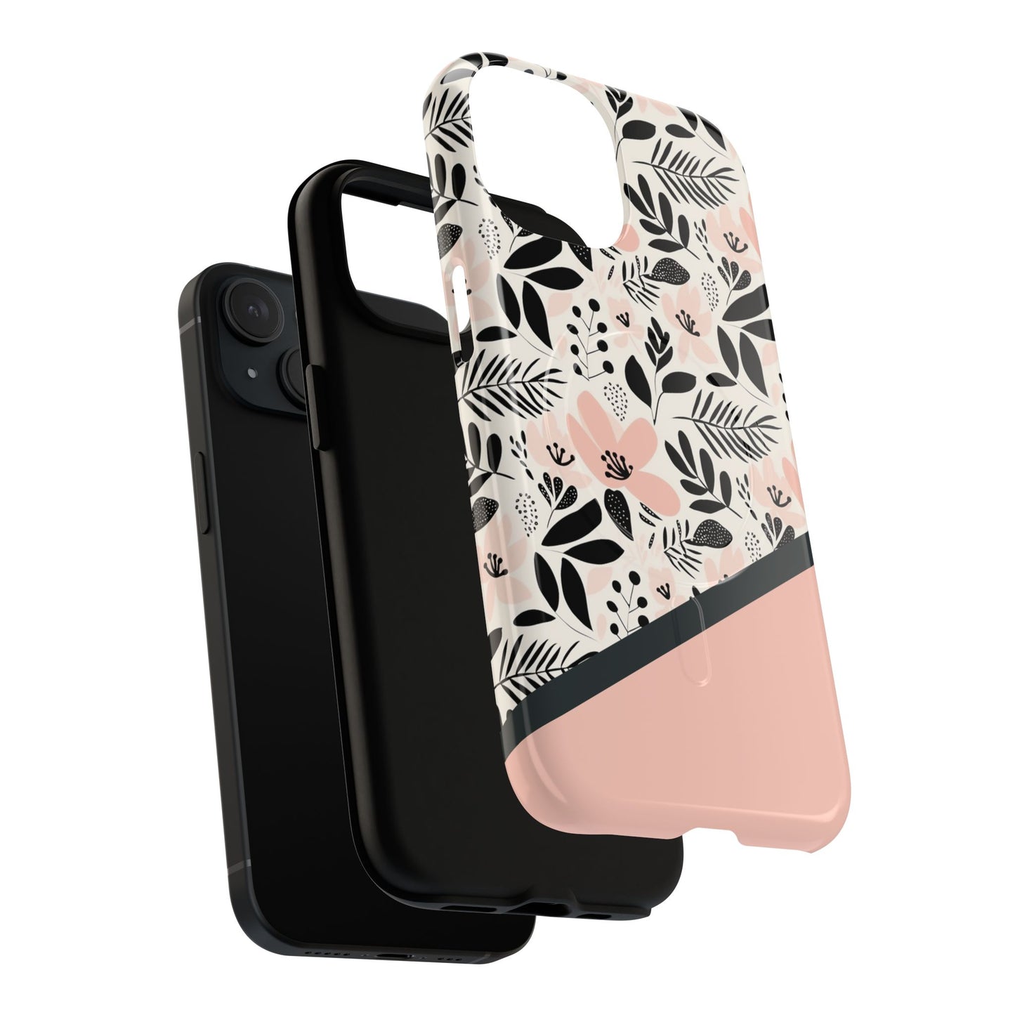 Personalized Floral Blush Garden Whisper Tough Magnetic MagSafe® iPhone® 13, 14, 15, 16, 17, Pro, Pro Max, Plus Cases (Custom Name).