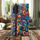 Psychedelic Visions Vibrant Art Flip iPhone and Samsung Phone Case - Colorful Faces Design for Phone Protection