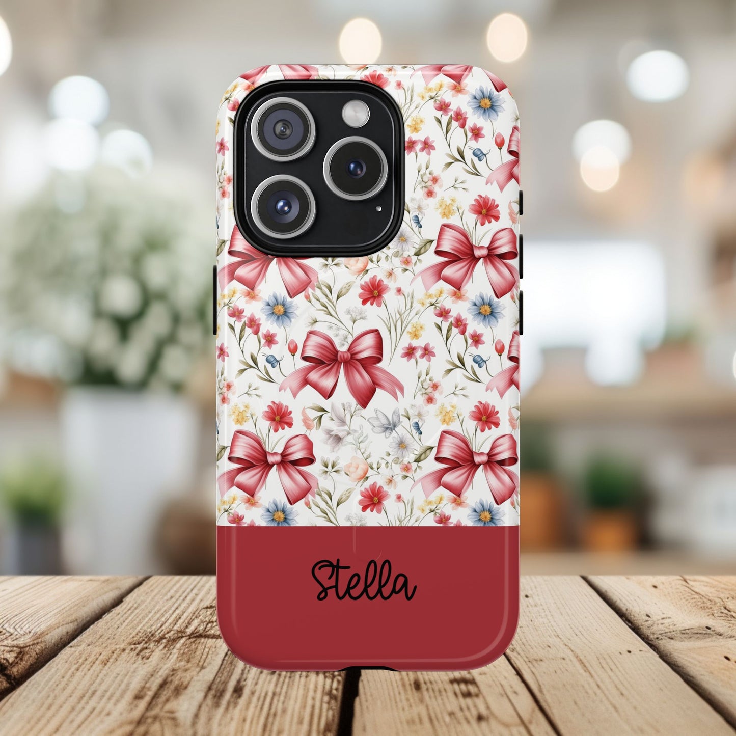 Personalized Rosette Coquette Floral Phone Case - Tough MagSafe® Magnetic Cases, Protective Cover, Stylish Tech Accessory, Gifts for Her