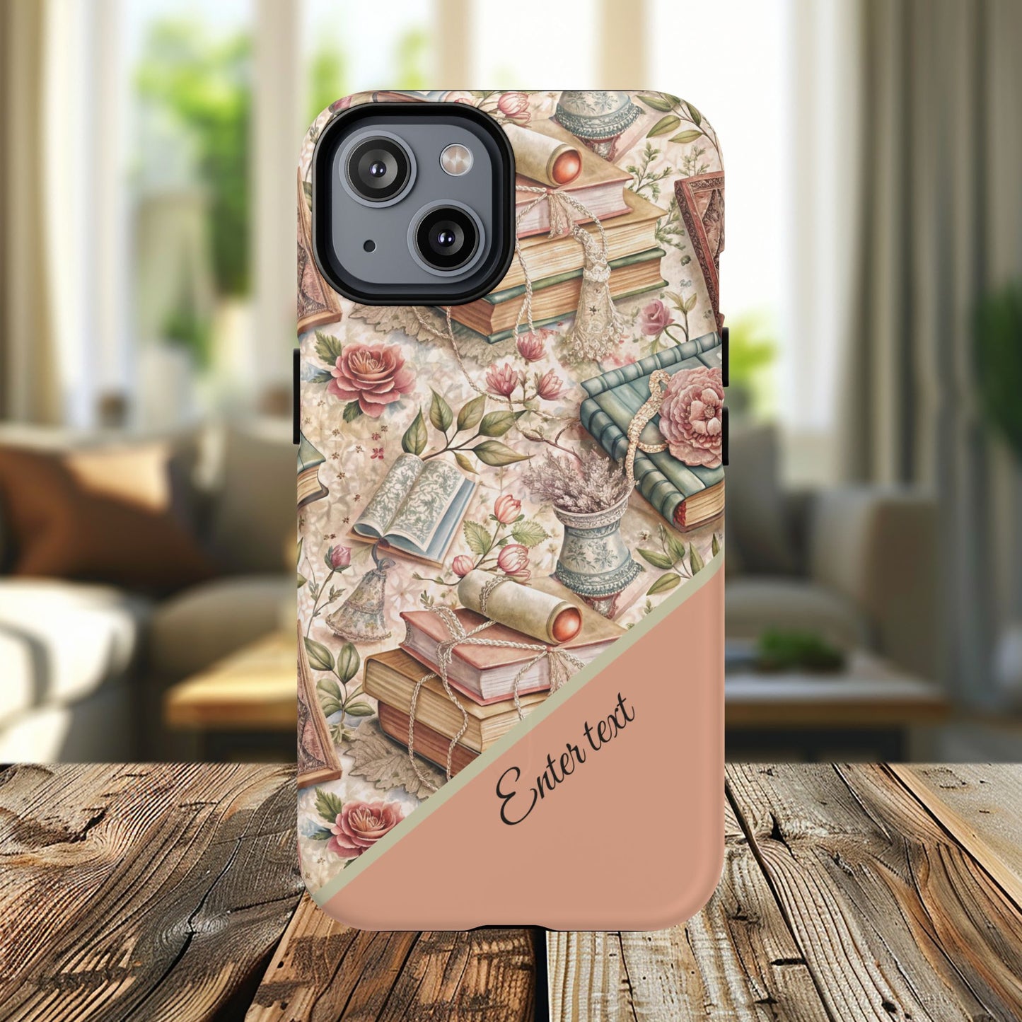 Persoonalized Vintage Book Lover's Tough Magnetic iPhone Case, Literary Gifts, Floral Design, Bookish Aesthetic, Unique Gift for Readers, Protective Case