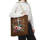 Faith and Floral Cross Heart Tote Bag