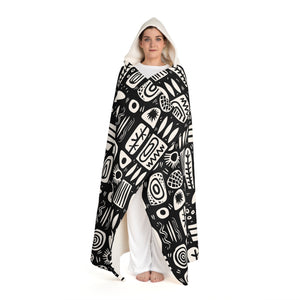 Abstract Rhythm Cozy Snuggle Hooded Sherpa Fleece Blanket