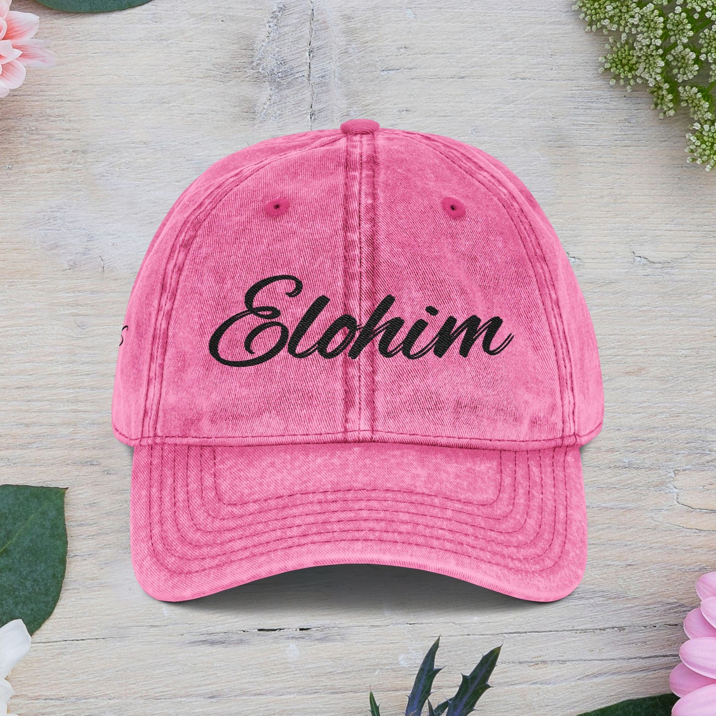 Vintage Embroidered Dad Cap with 'ELOHIM GENESIS 1:1' - Stylish Casual Hat, Gift for Him/Her, Summer Accessory, Trendy Streetwear, Spiritual Fashion