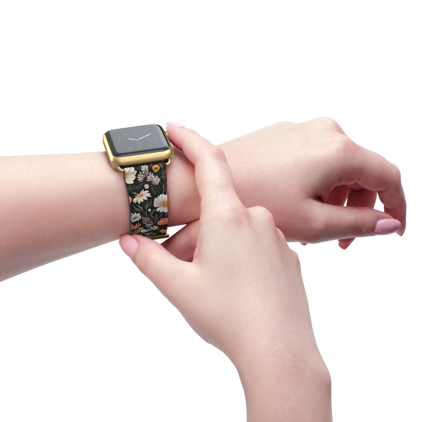 Blossom Elegance: Noir Garden Floral Watch Band - Stylish Floral Design for Smartwatches