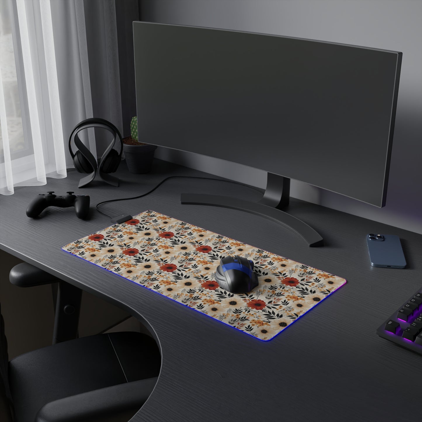 Boho Chic Floral LED Gaming Mouse Pad