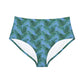 Blue Tropical Bliss High-Waist Hipster Bikini Bottom (AOP)