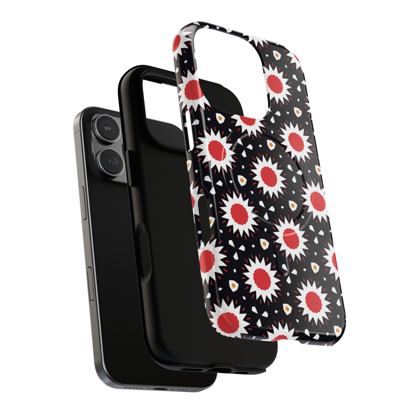 Crimson Spark Radiance Bold Floral Magnetic iPhone Cases, Stylish Tough Cases, Unique iPhone Accessories, Perfect Gift for Her, Trendy Tech Gear.
