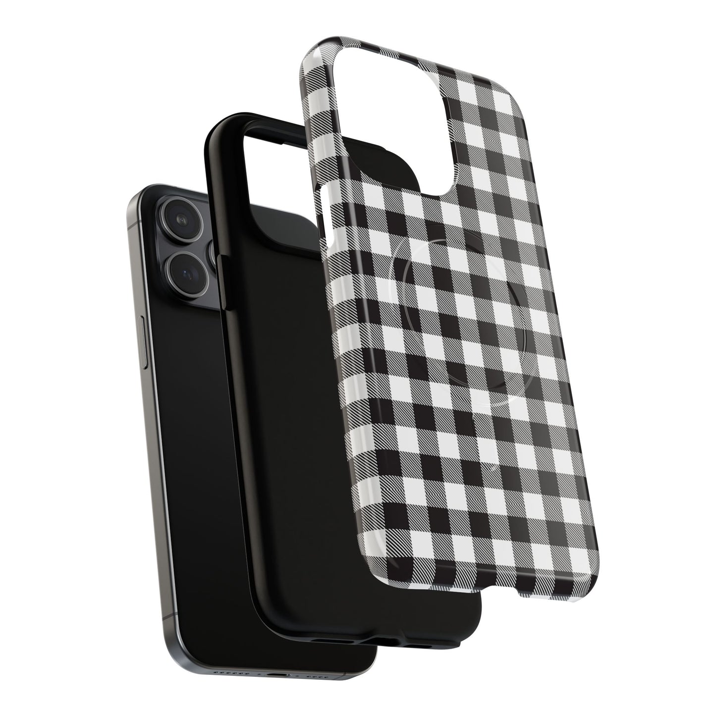 Black and White Gingham Phone Case, Tough Magnetic Cases, Stylish Phone Cover, Gift for Her, Trendy Phone Accessory, Checkered Print