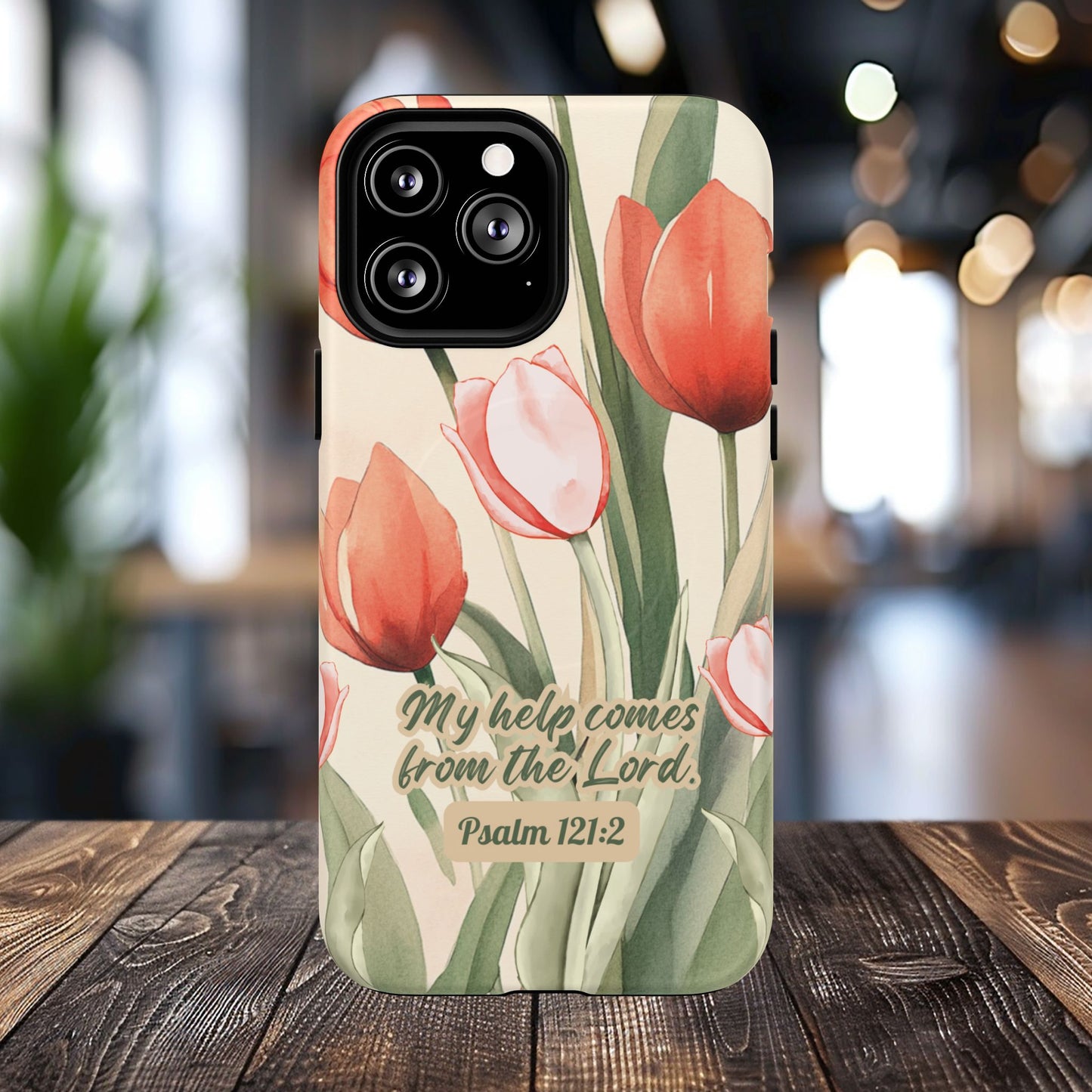 My Help comes from the Lord Psalm 121:2, Inspirational Gift, Tough iPhone Magnetic Case Scripture, Floral Bible Verse, MagSafe® iPhone® Tough Case, iPhone 14, iPhone 15, iPhone 16, Pro, Pro Max, Plus.