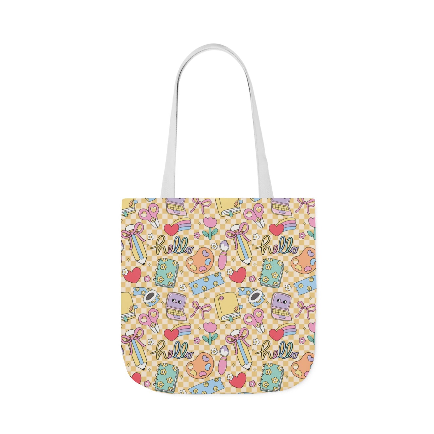 Personalized Doodle Daydream Composition Book Inspired Canvas Tote Bag with Colorful Straps, Cute School Bag, Eco-Friendly Tote, Back to School Shopping Bag, Teacher Gift Idea