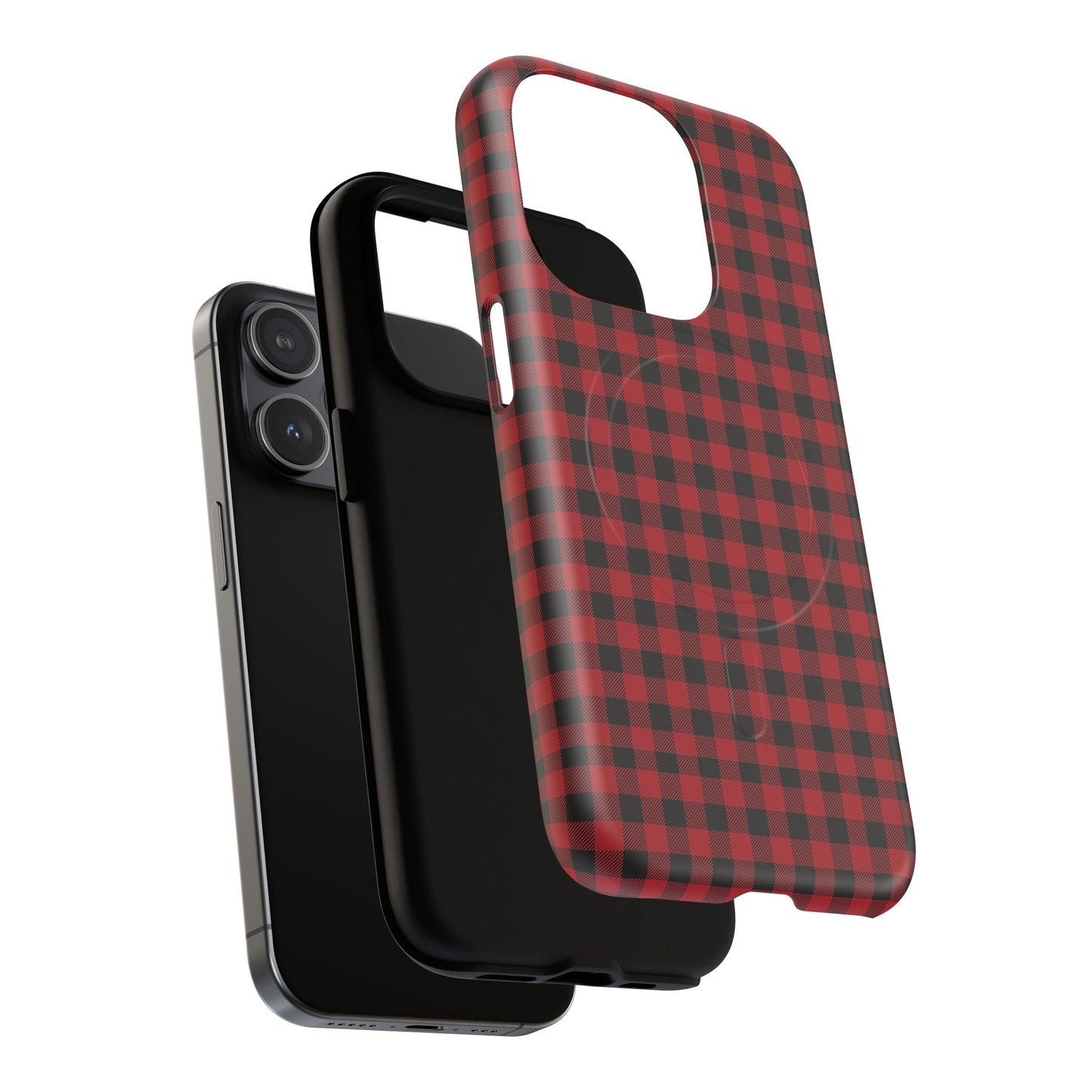 Tough Magnetic Phone Case - Red Plaid, Durable, Stylish Protection for iPhones, Gift for Outdoor Lovers, Unique Phone Cover