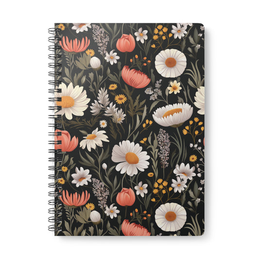 Blossom Elegance: Noir Garden Softcover Notebook, A5