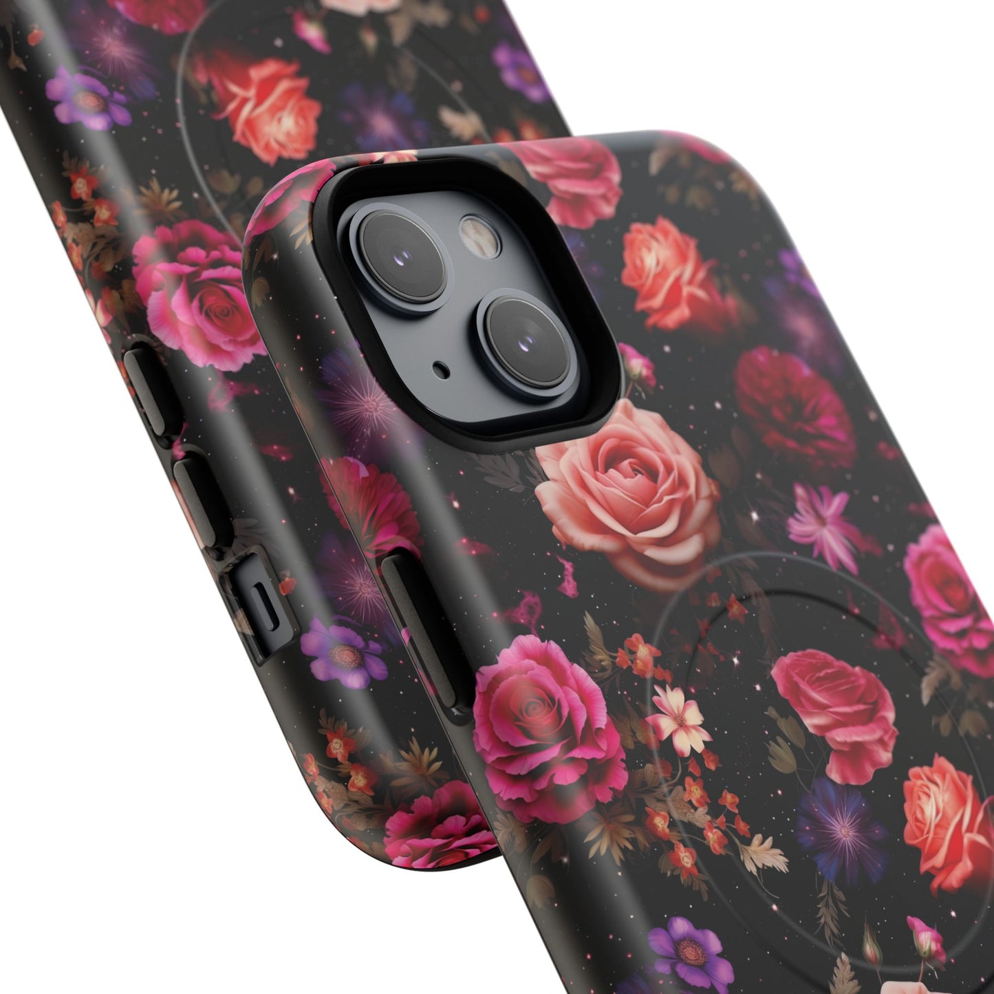 Starry Rose Garden Tough Magnetic Phone Case, Stylish Phone Cover, Gift for Her, Elegant Floral Design, Durable Phone Accessories