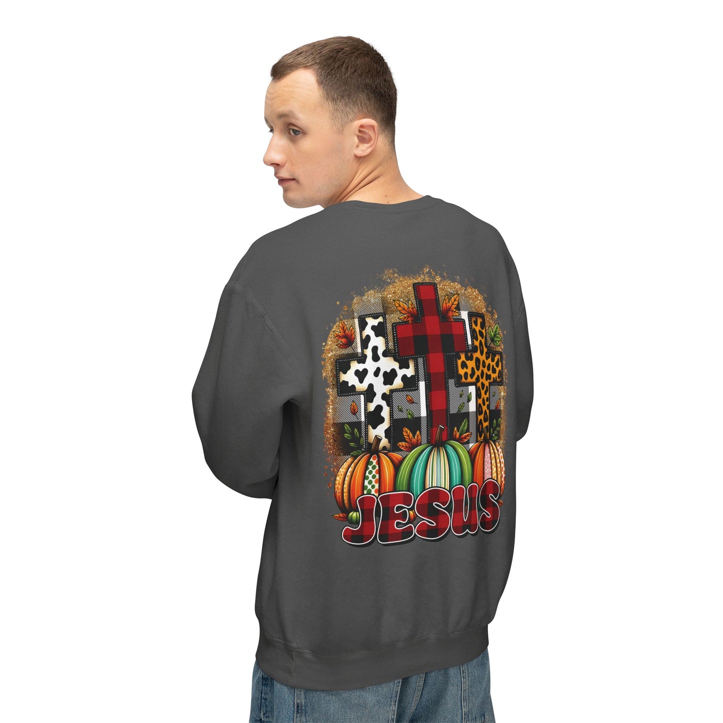 Faithful Harvest Cross Unisex Lightweight Crewneck Sweatshirt